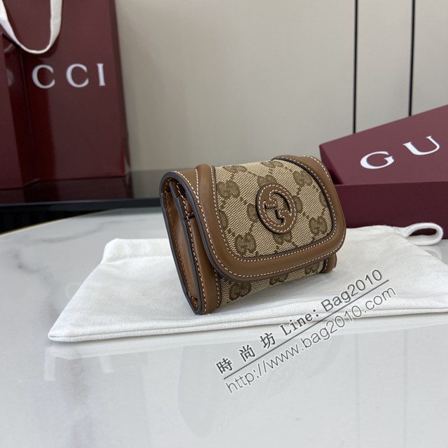 Gucci專櫃古馳最新款圓形互扣式雙G標識卡片夾卡包零錢包 jh2683型號：818811